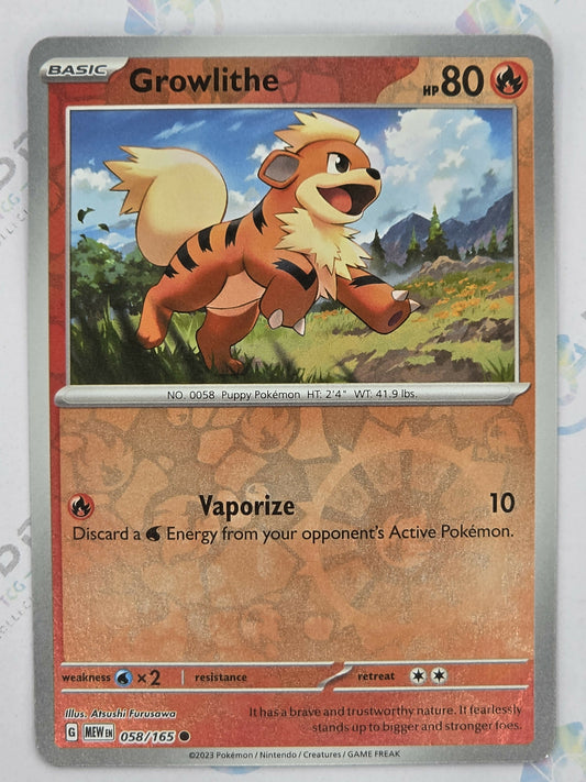 Growlithe - 151 - 058/165 (Reverse Holo)